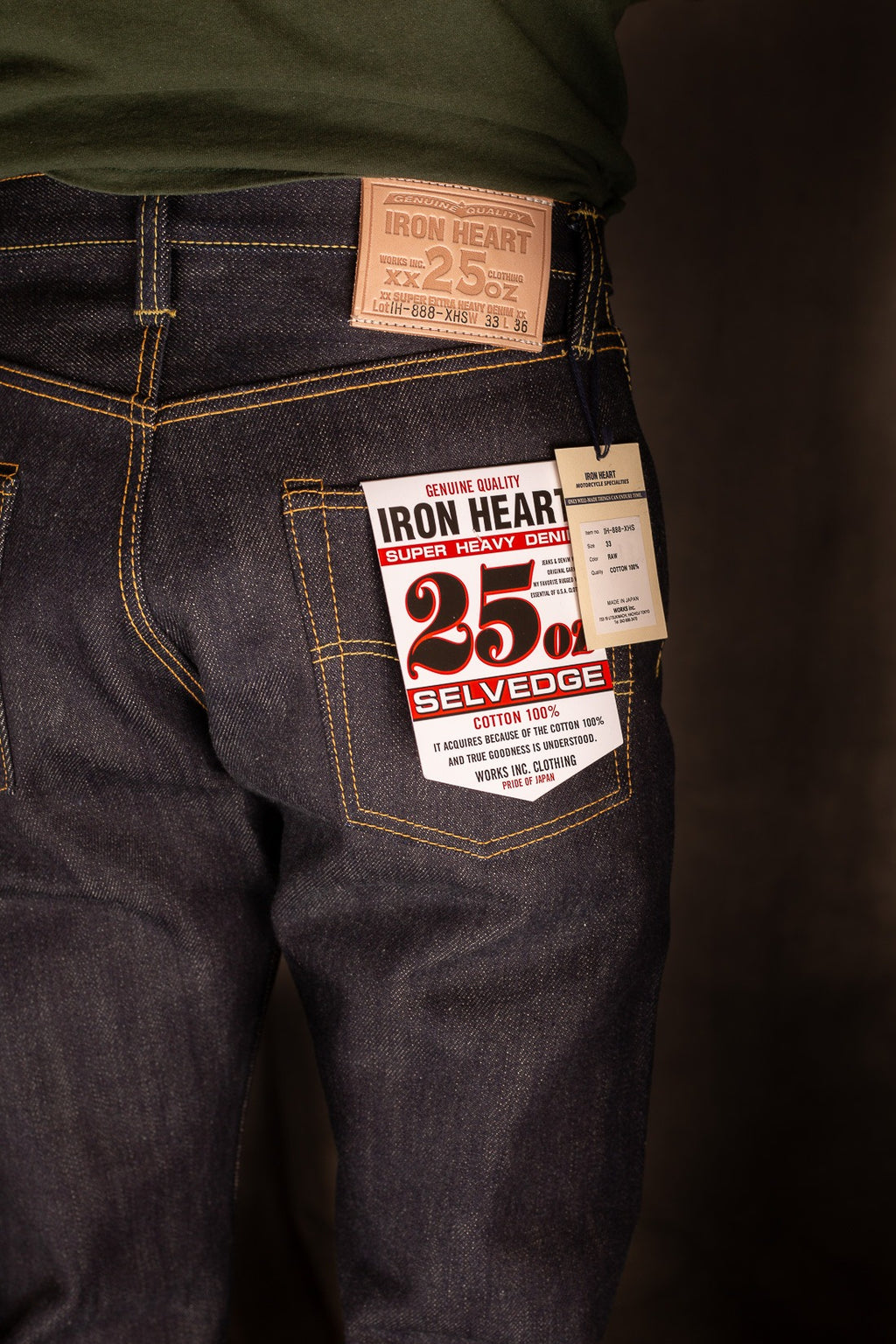 IH-888-XHS 25oz Selvedge Denim Medium/High Rise Tapered Cut Jeans -Indigo