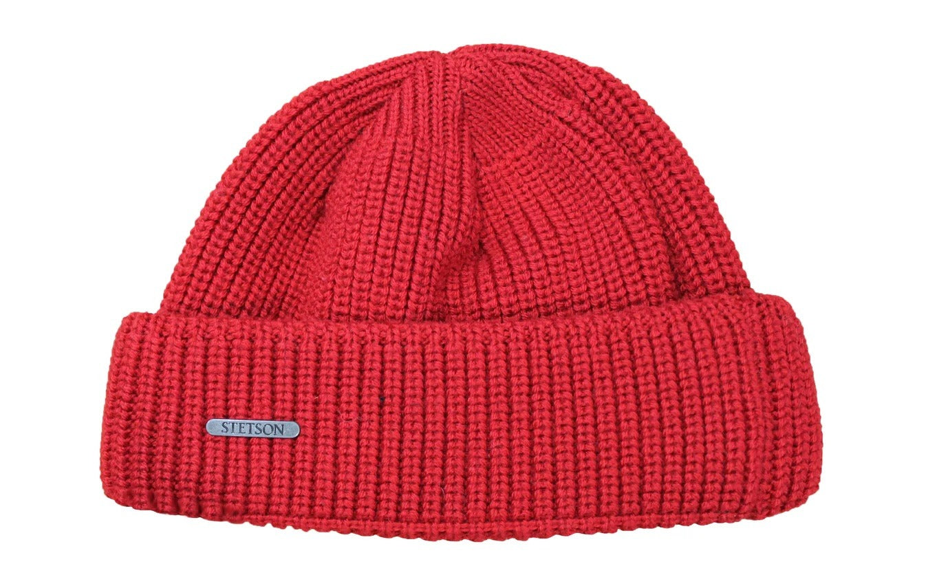 Stetson - low profile merino beanie - 8599302 -Red 8