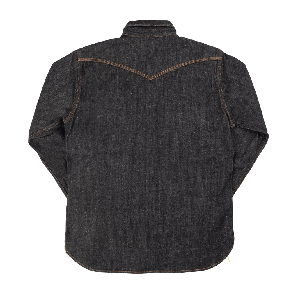 Iron Heart IHSH-33-Blk 12oz Selvedge Denim Western Shirt