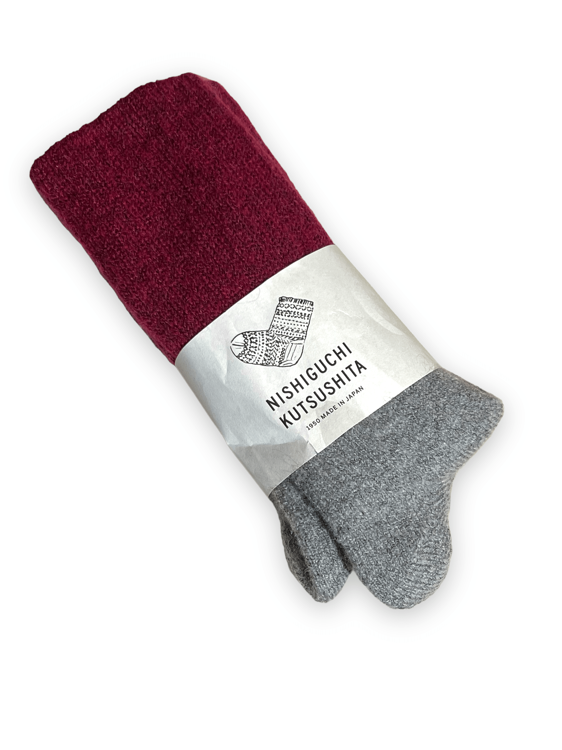 Nishiguchi Kutsushita Mohair wool-pile socks Bordeaux