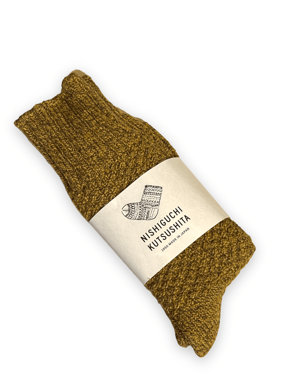 Nishiguchi Kutsushita Boston Wool/Cotton Socks Mustard