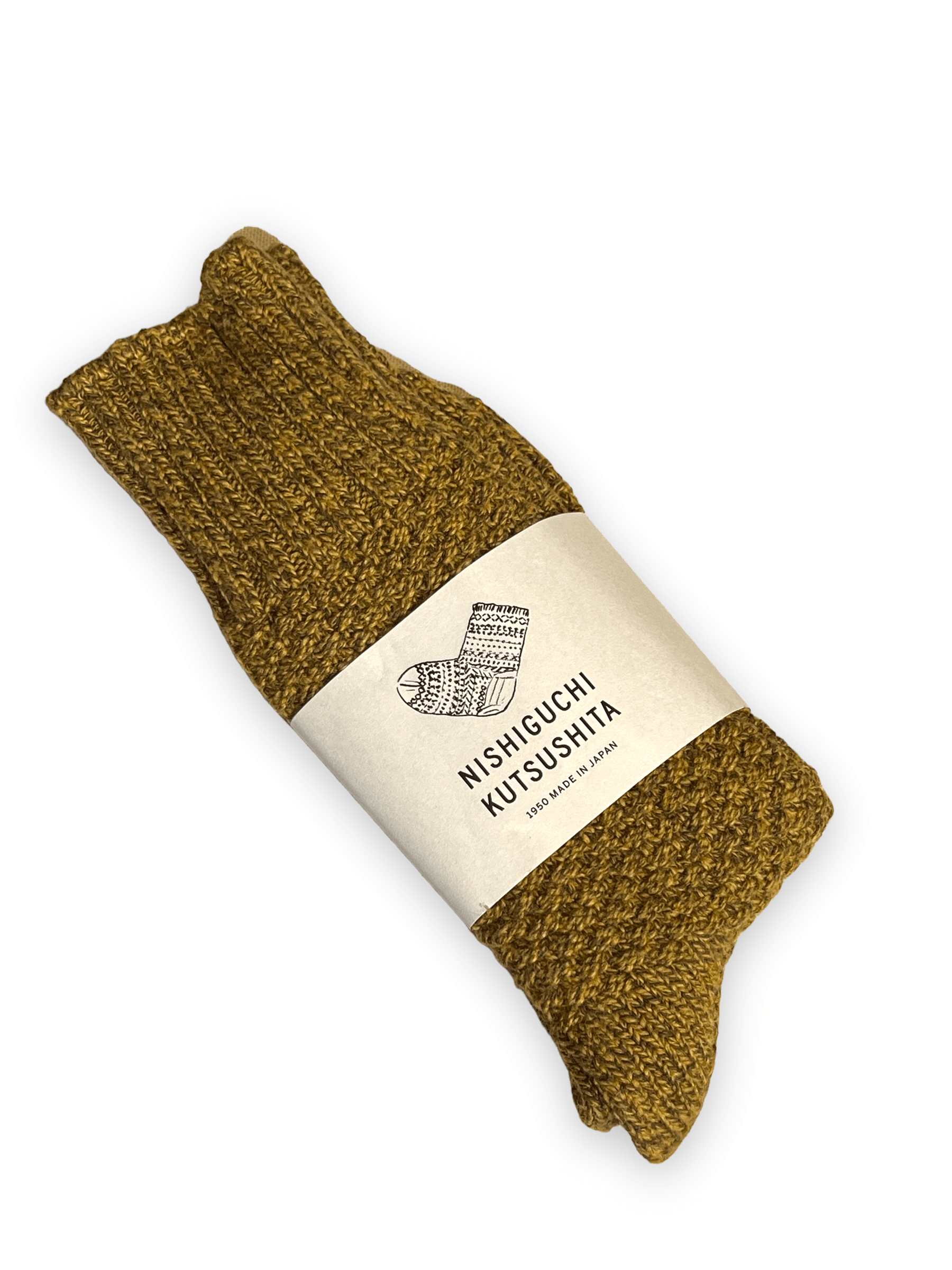 Nishiguchi Kutsushita Boston Wool/Cotton Socks Mustard