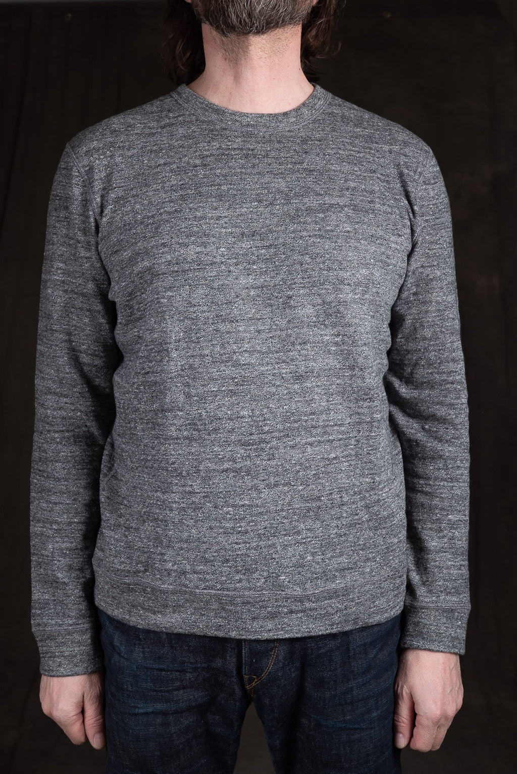 Naked And Famous Slim Crew - Vintage Doubleface - Charcoal