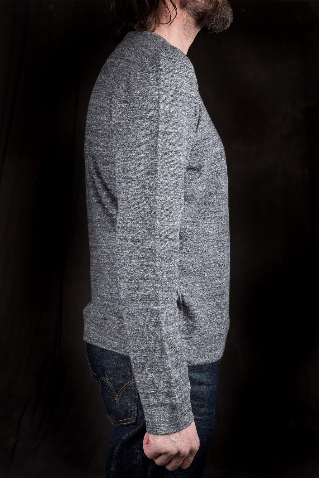 Naked And Famous Slim Crew - Vintage Doubleface - Charcoal