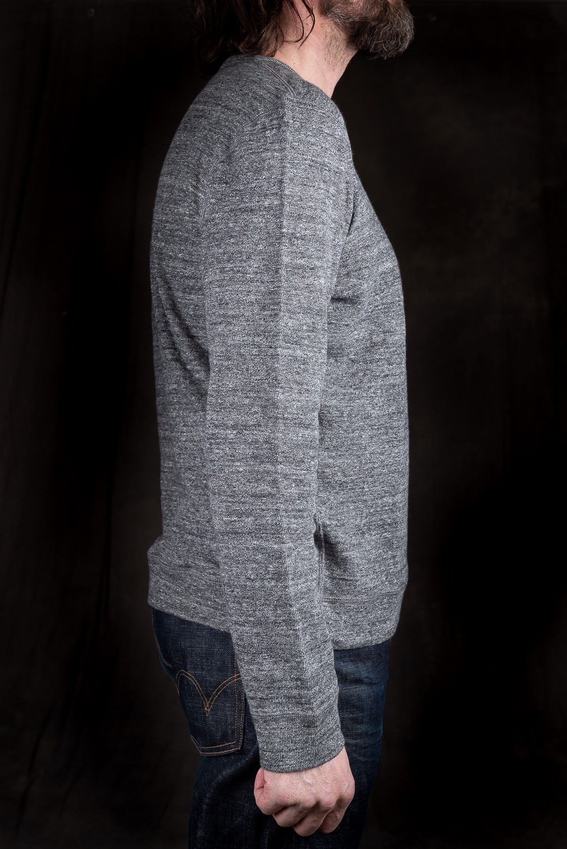 Naked And Famous Slim Crew - Vintage Doubleface - Charcoal