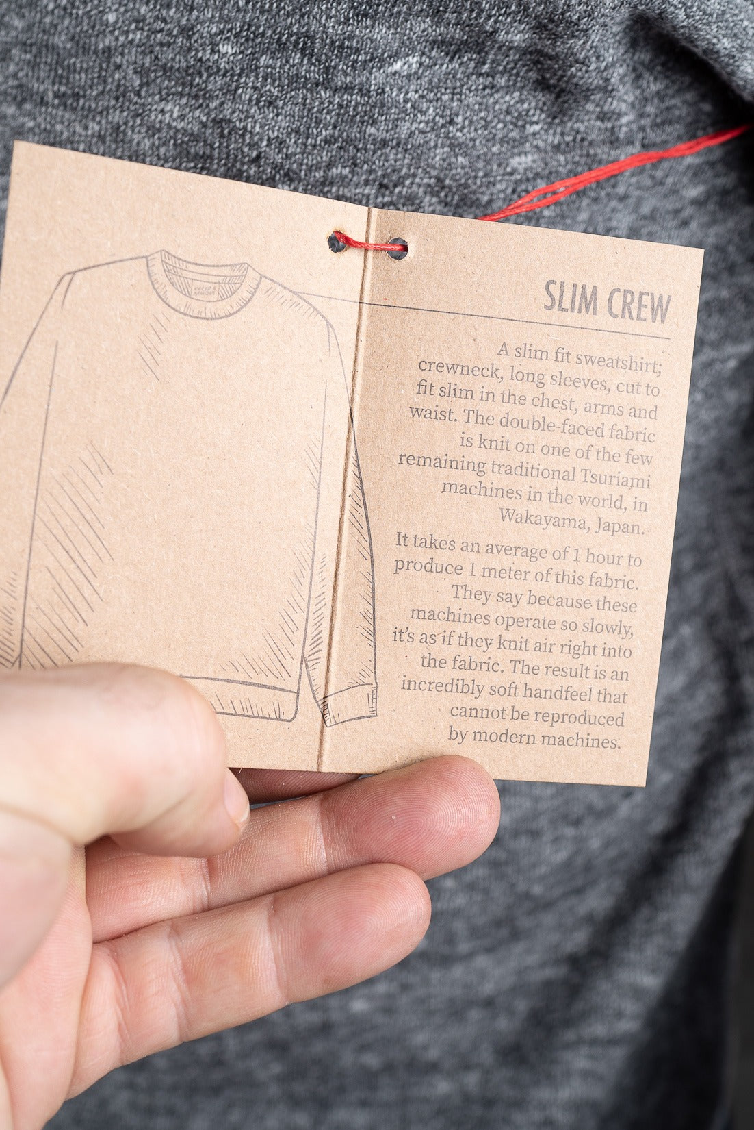 Naked And Famous Slim Crew - Vintage Doubleface - Charcoal