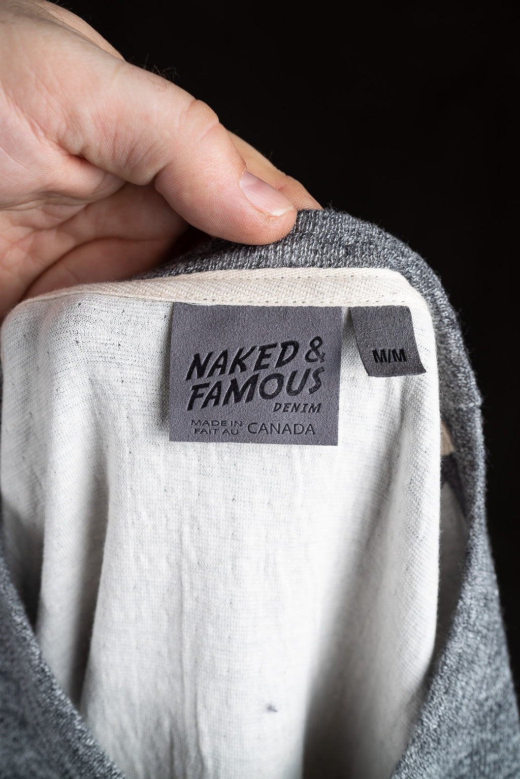 Naked And Famous Slim Crew - Vintage Doubleface - Charcoal