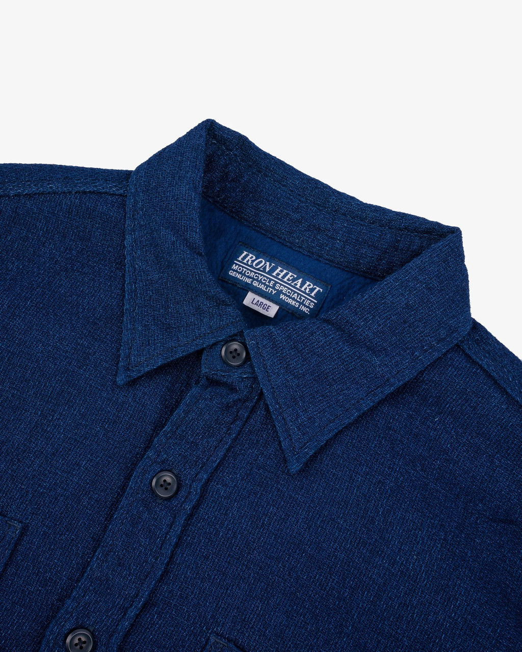 Iron Heart IHSH-417-IND - 5oz Double Gauze Short Sleeved Work Shirt - Indigo