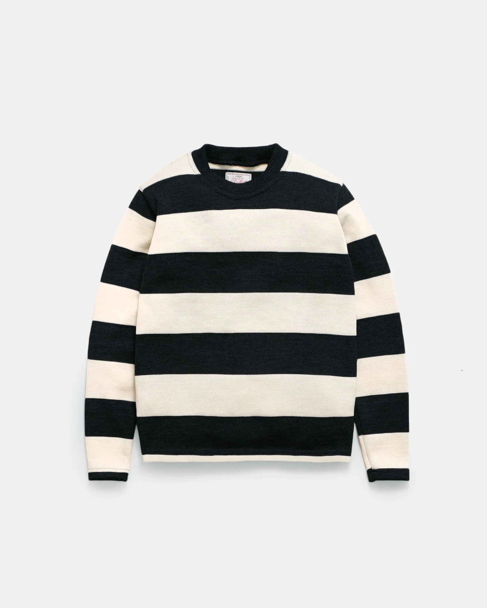 Dehen Striped Woolen Naval Crew - Black / Off White