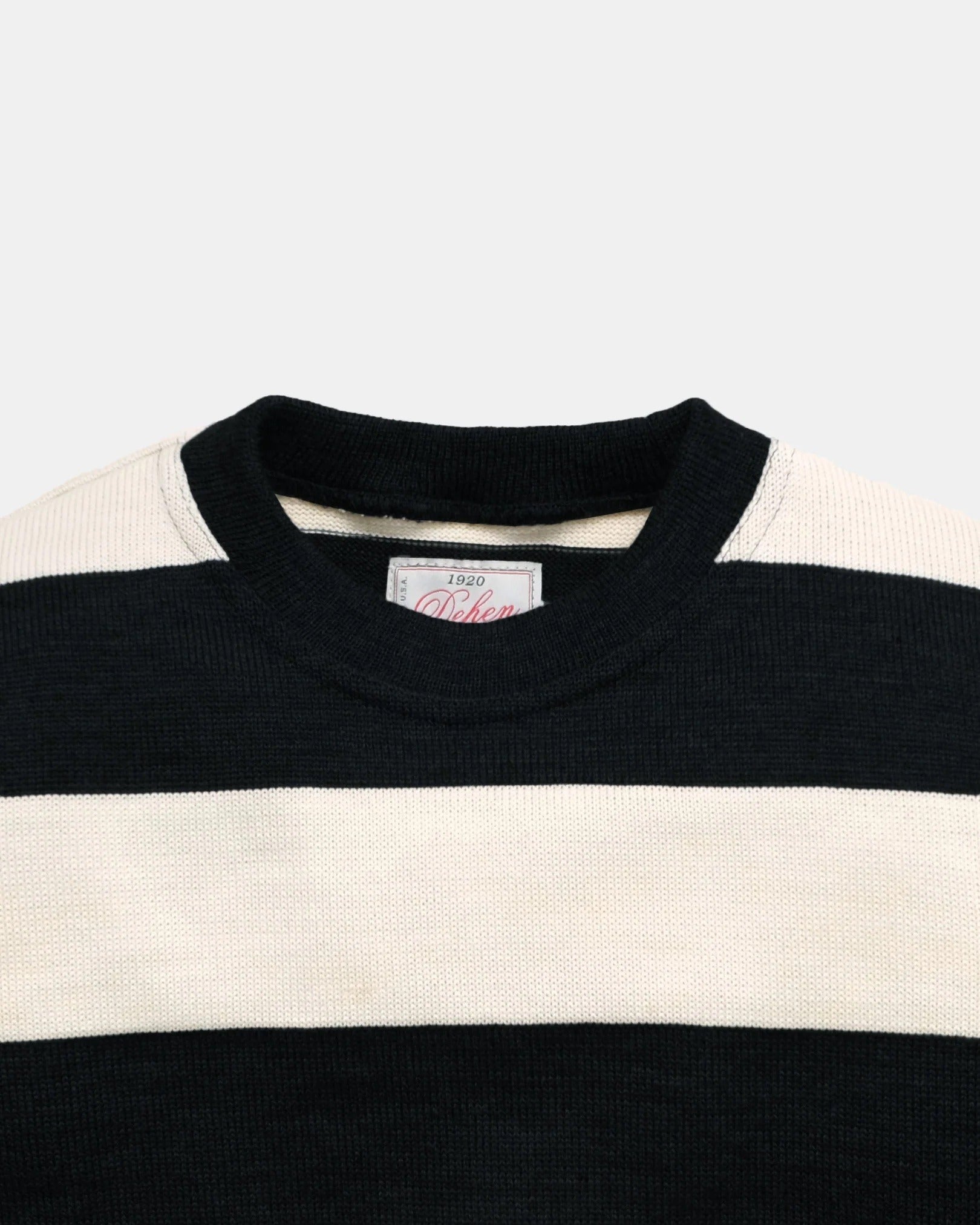 Dehen Striped Woolen Naval Crew - Black / Off White