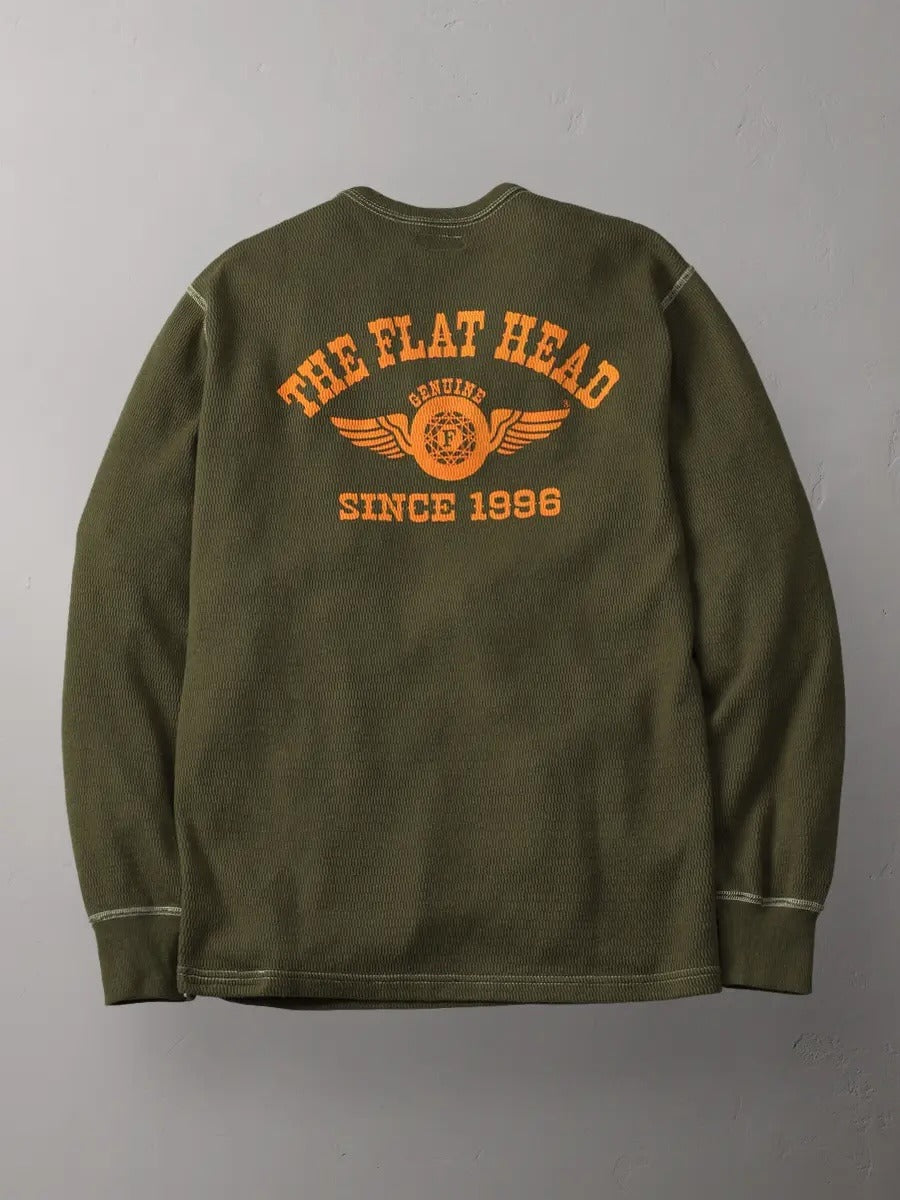 THE FLAT HEAD - THERMAL SWEATER - FN-THL-203 - OLIVE