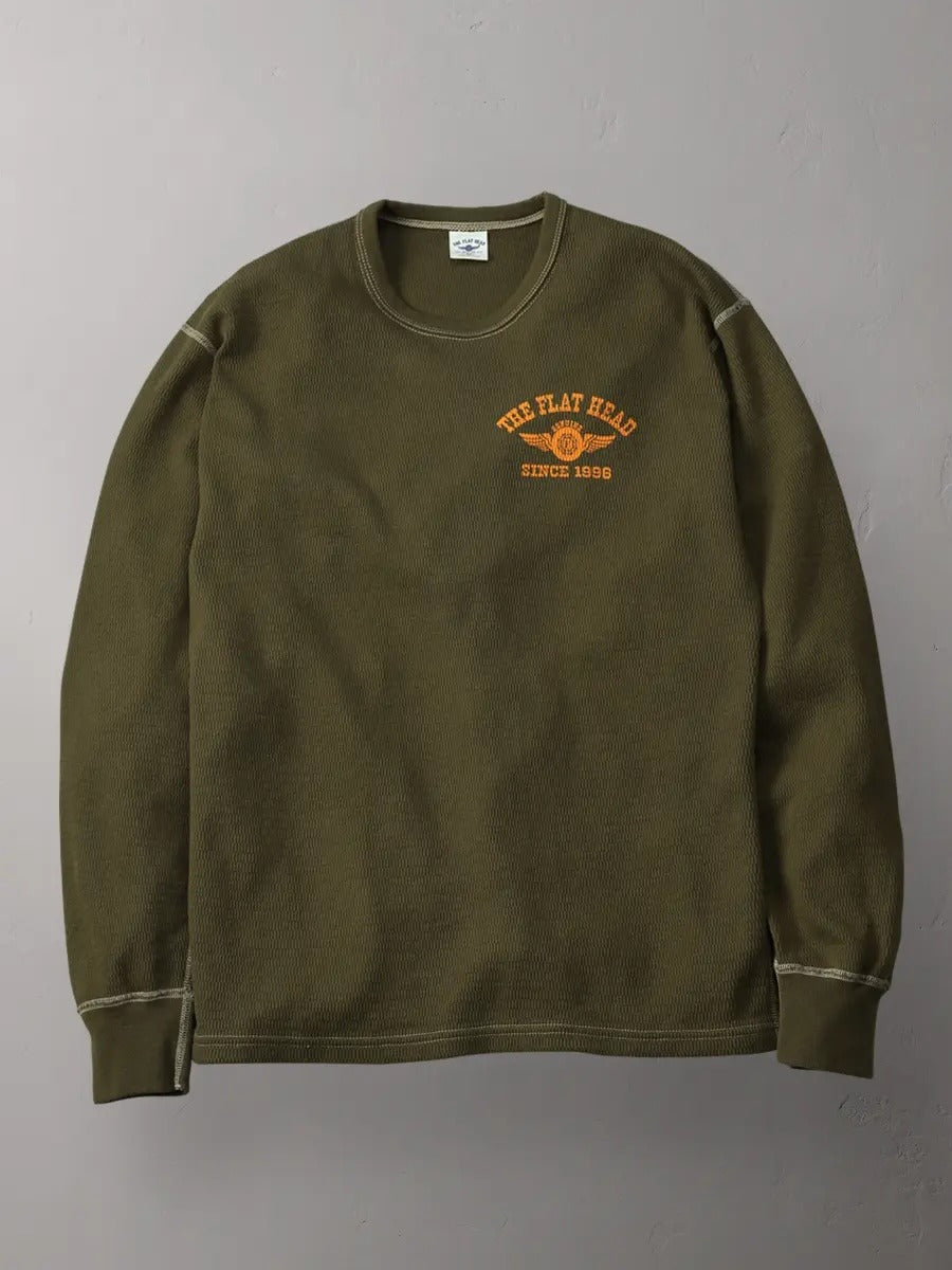 THE FLAT HEAD - THERMAL SWEATER - FN-THL-203 - OLIVE