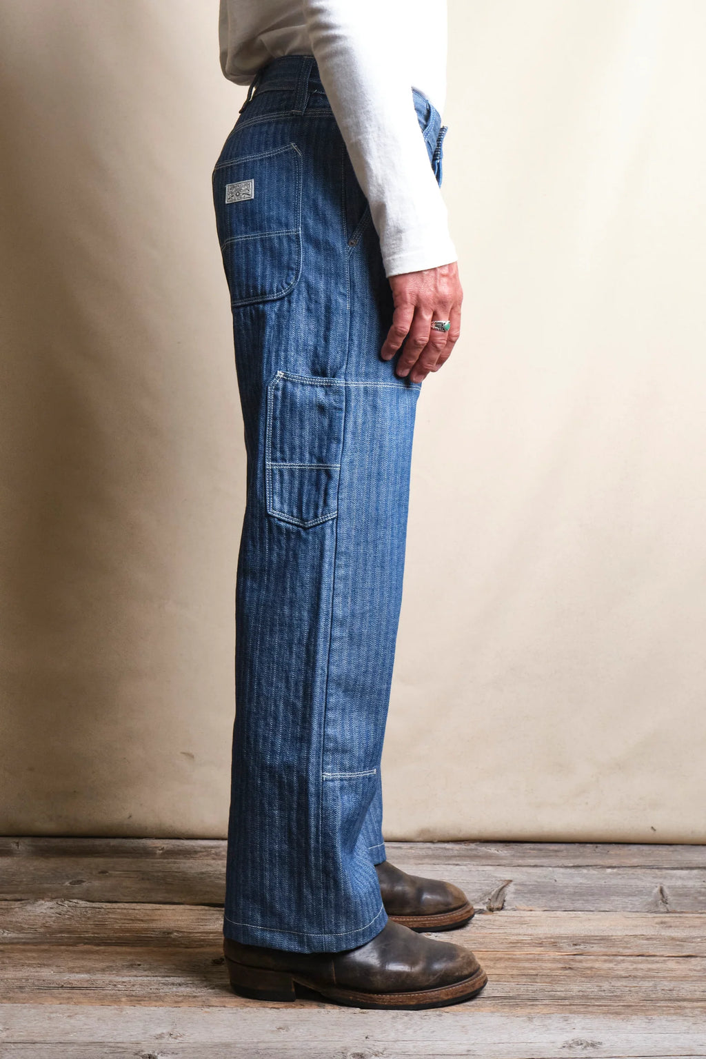 Freenote Cloth Ortega Pant 13 Ounce Blue Herringbone