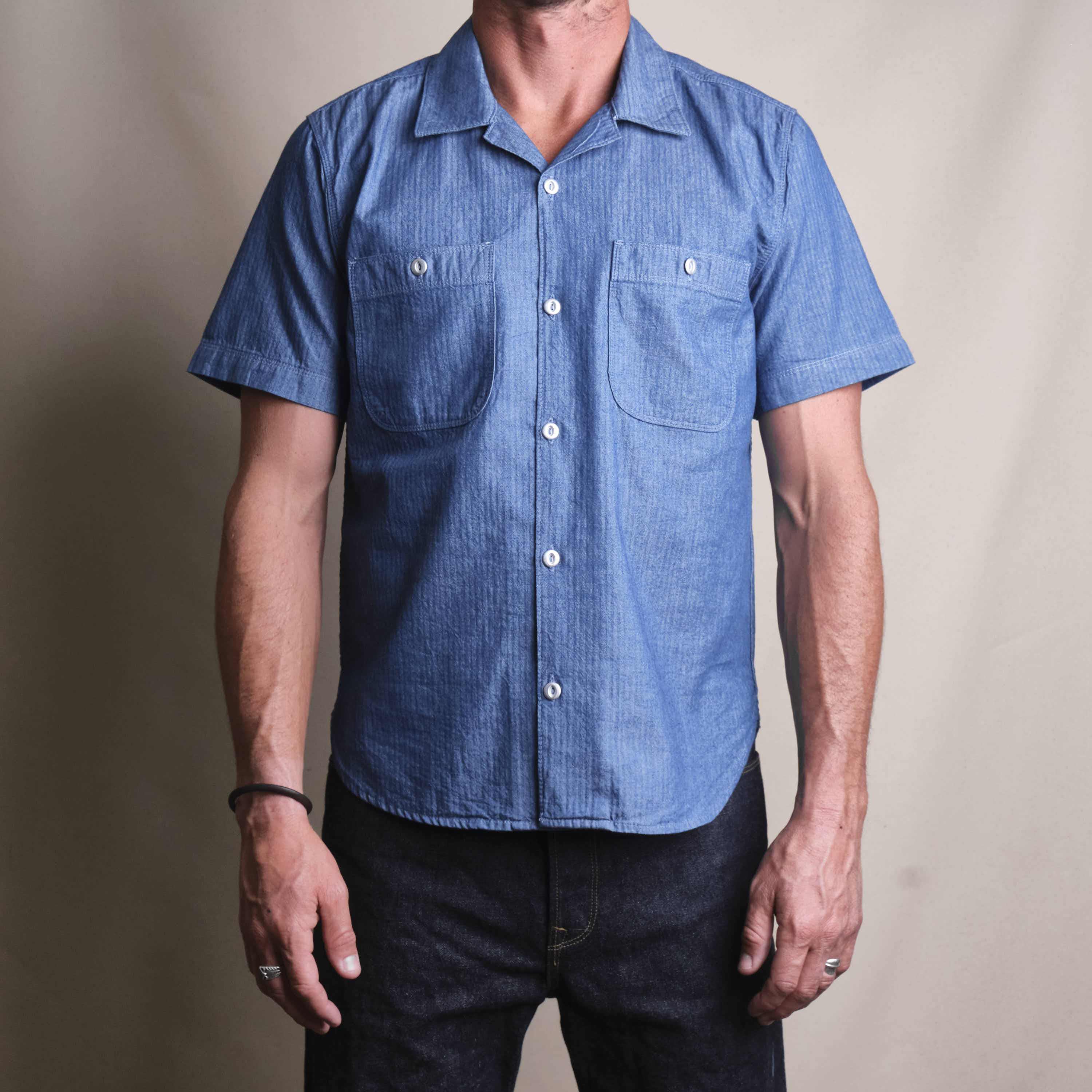 Freenote Cloth Dayton Blue Herringbone