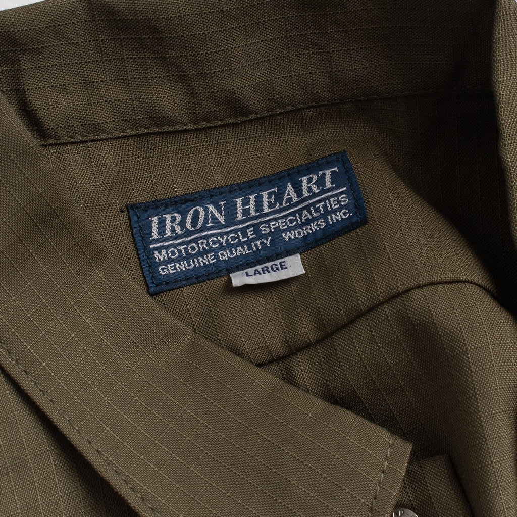 Iron Heart - IHSH-286-OLV - Ripstop Short Sleeved Mechanic Shirt - Olive Green ( ONLINE ONLY! )