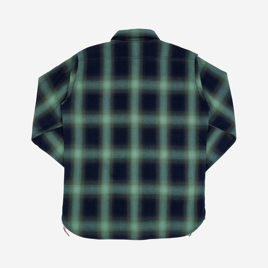Iron Heart IHSH-349-GRN- 9oz Selvedge Ombré Check Work Shirt - Green