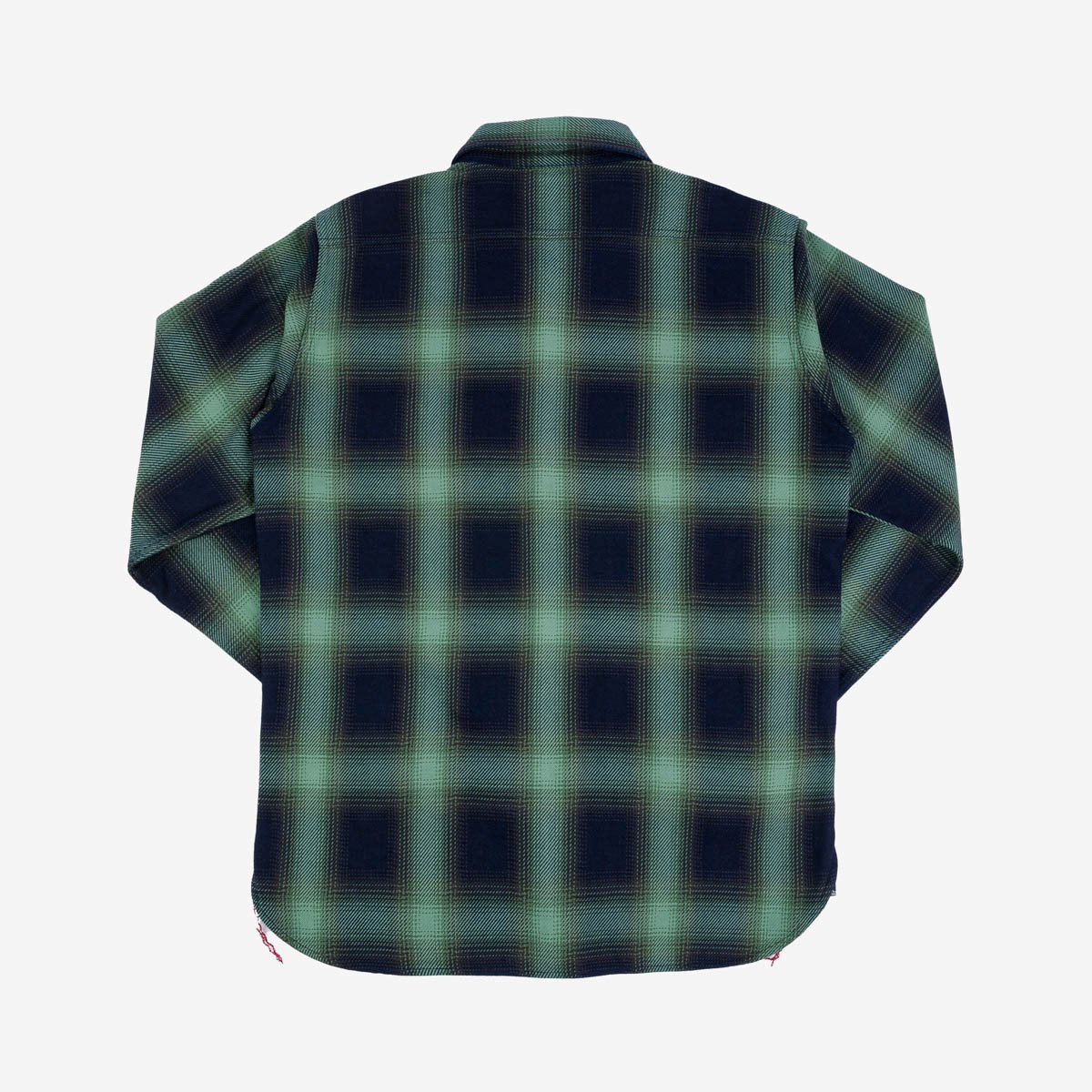Iron Heart IHSH-349-GRN- 9oz Selvedge Ombré Check Work Shirt - Green