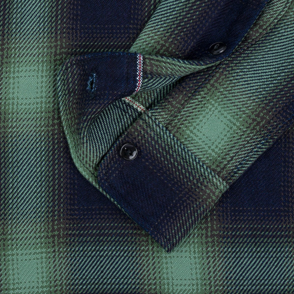 Iron Heart IHSH-349-GRN- 9oz Selvedge Ombré Check Work Shirt - Green