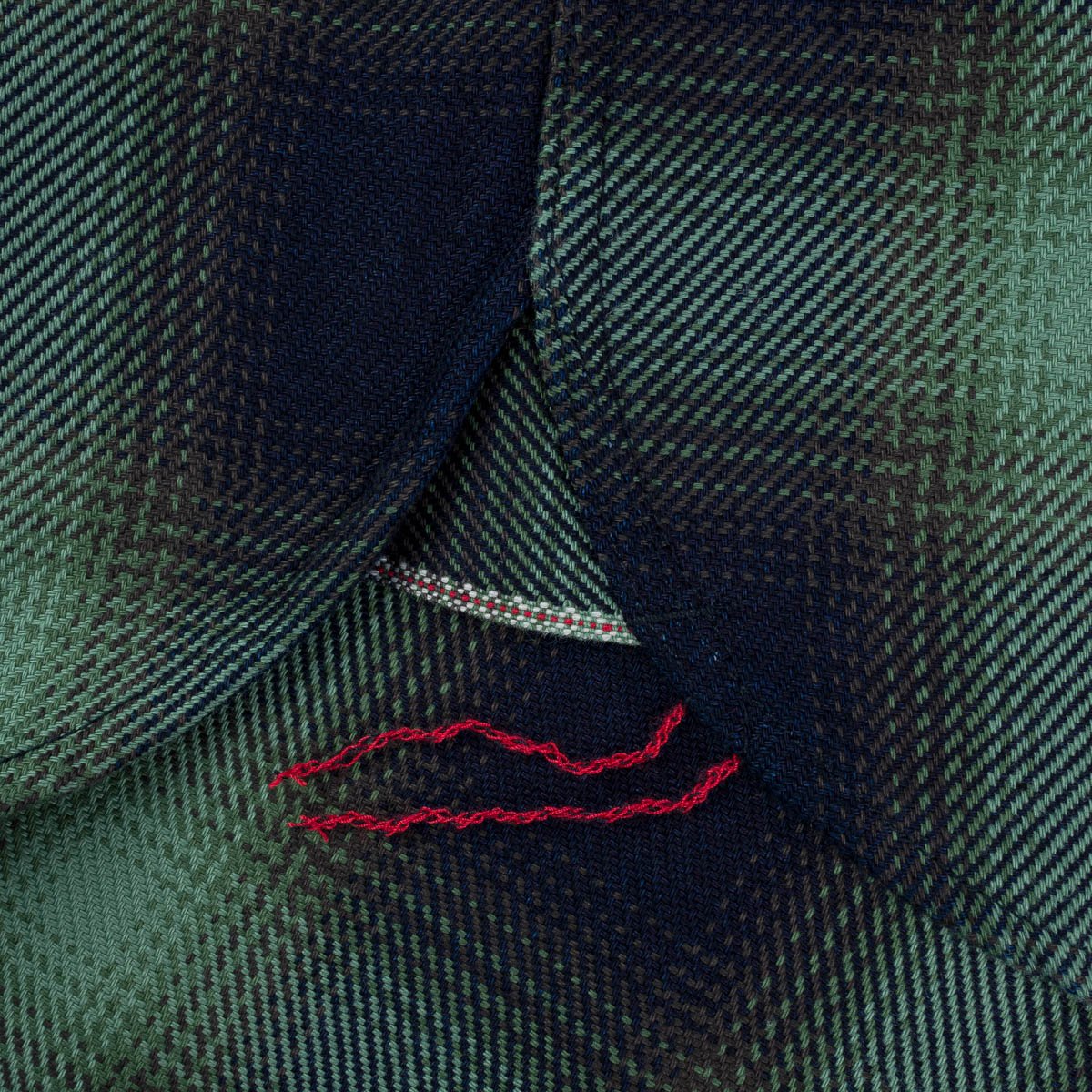 Iron Heart IHSH-349-GRN- 9oz Selvedge Ombré Check Work Shirt - Green