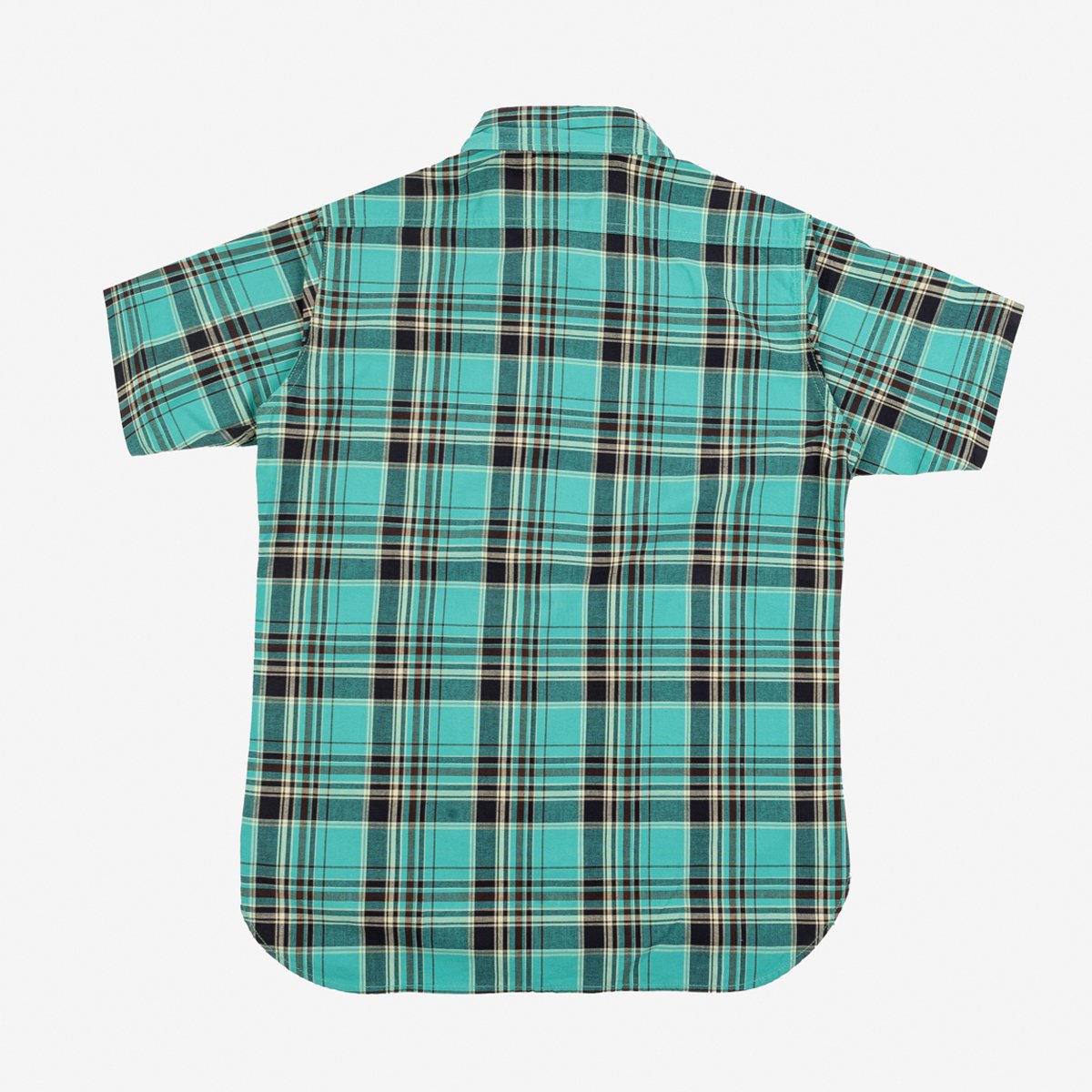 Iron Heart IHSH-360 - 5oz Selvedge Madras Check Short Sleeve Work Shirt - Green