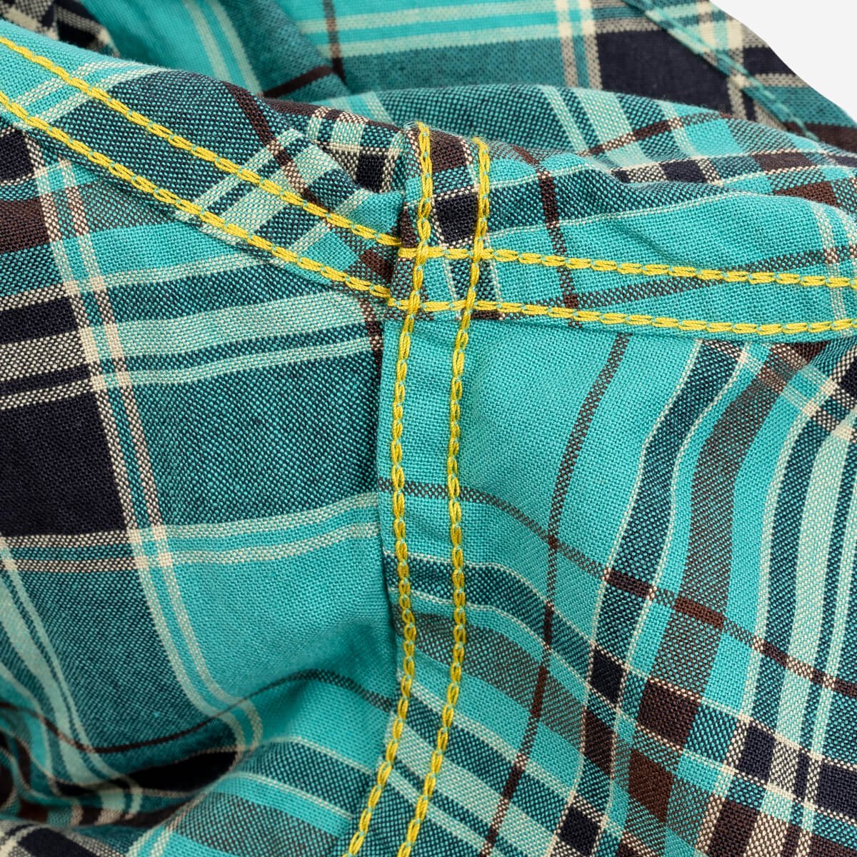 Iron Heart IHSH-360 - 5oz Selvedge Madras Check Short Sleeve Work Shirt - Green