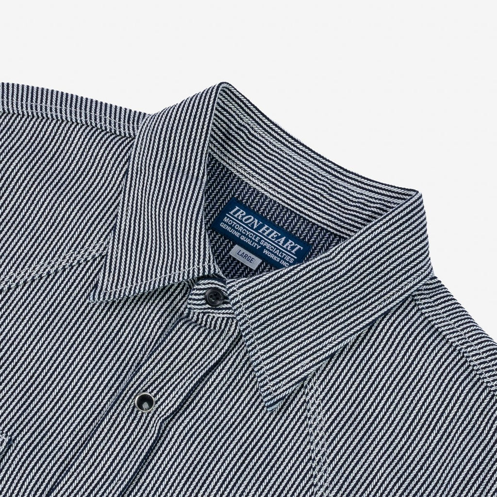 Iron Heart IHSH-365-IND 8oz Herringbone Hickory Stripe Sawtooth Western Shirt - Indigo