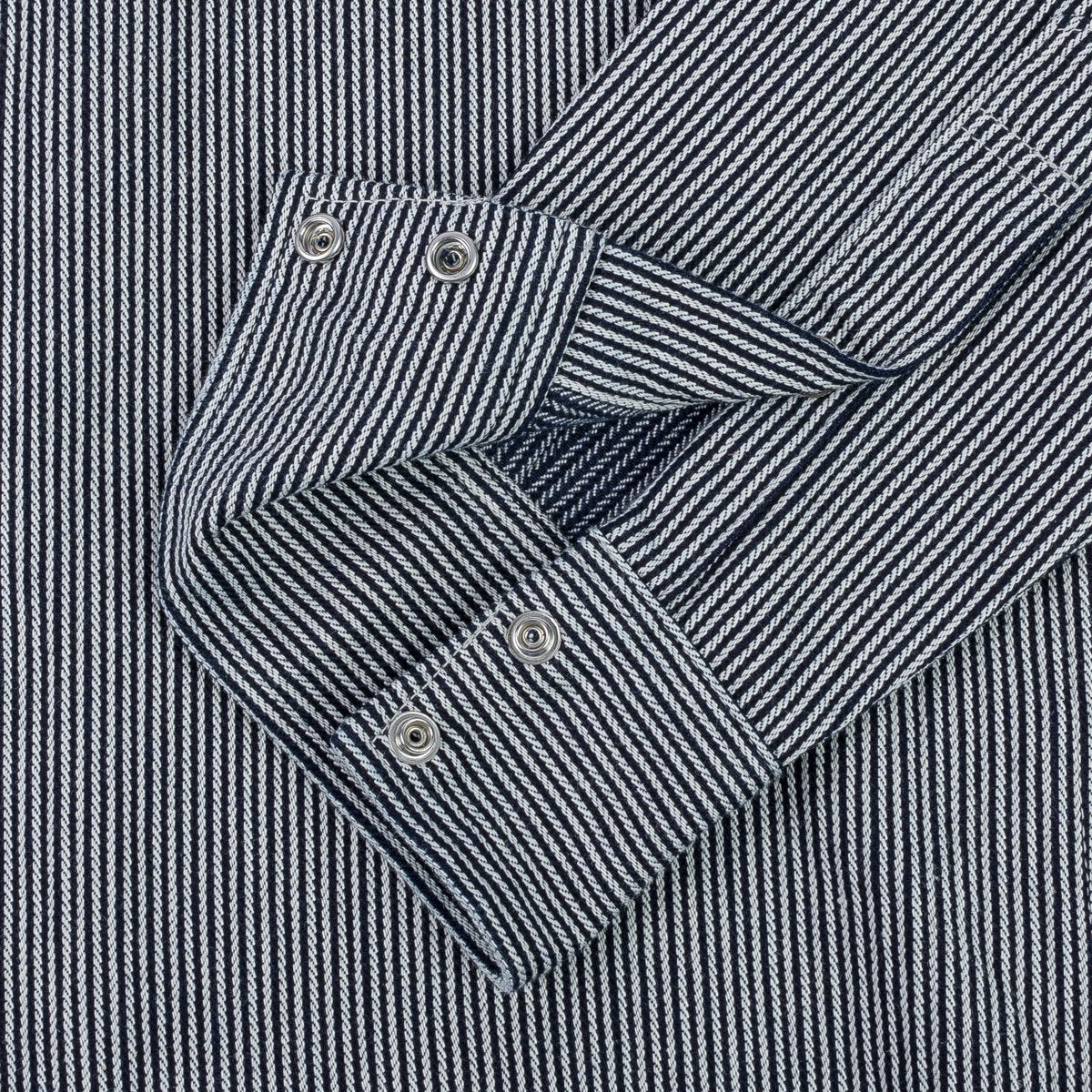 Iron Heart IHSH-365-IND 8oz Herringbone Hickory Stripe Sawtooth Western Shirt - Indigo