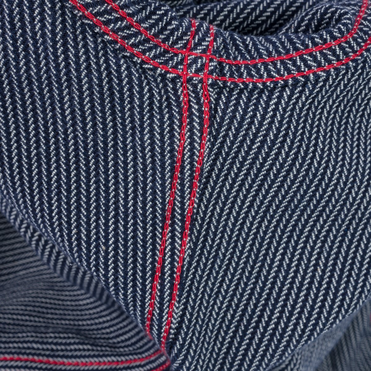 Iron Heart IHSH-365-IND 8oz Herringbone Hickory Stripe Sawtooth Western Shirt - Indigo