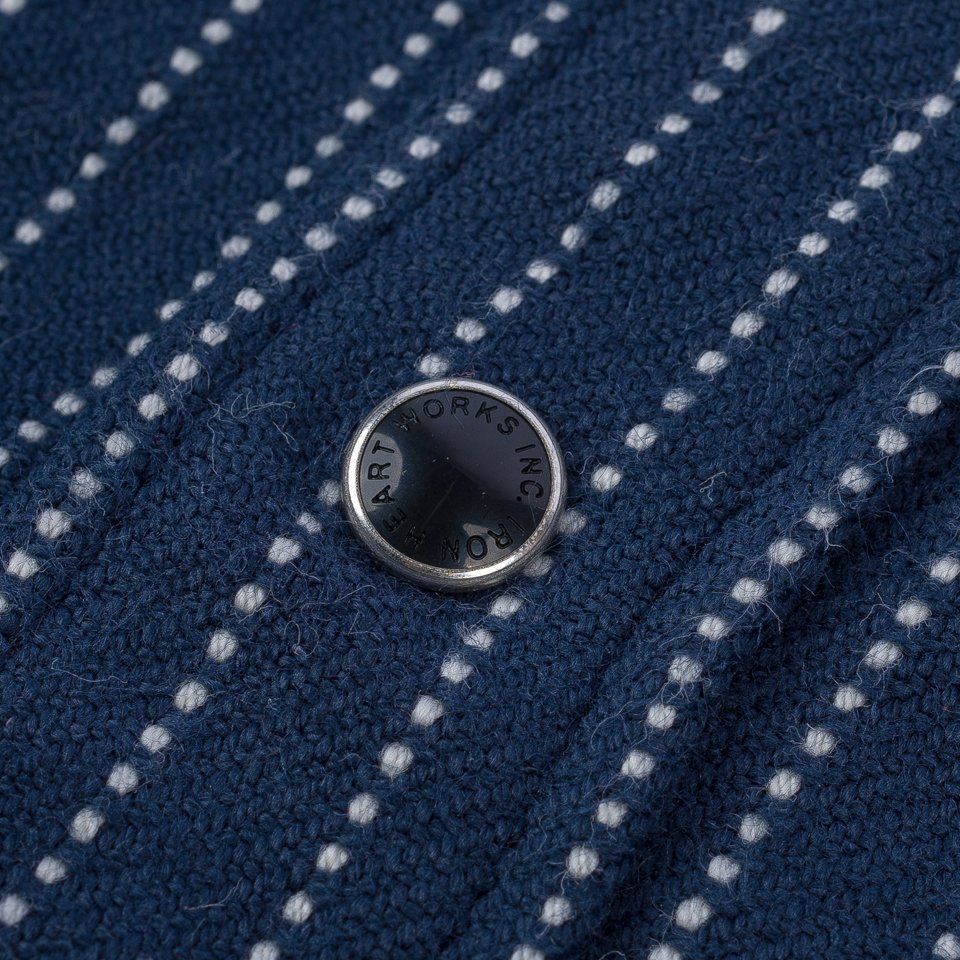 Iron Heart IHSH-401-NAV - 12oz Ultra Heavy Flannel Chalk Stripe Western Shirt - Navy