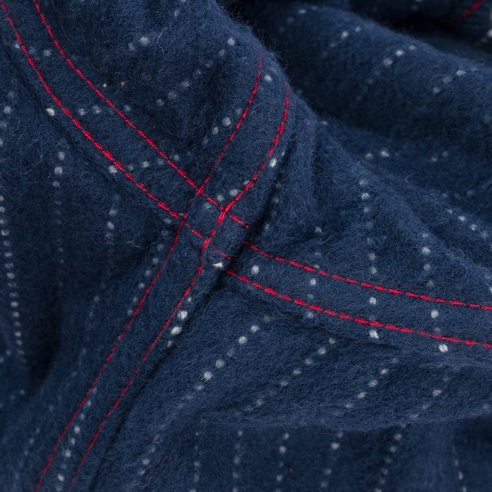Iron Heart IHSH-401-NAV - 12oz Ultra Heavy Flannel Chalk Stripe Western Shirt - Navy
