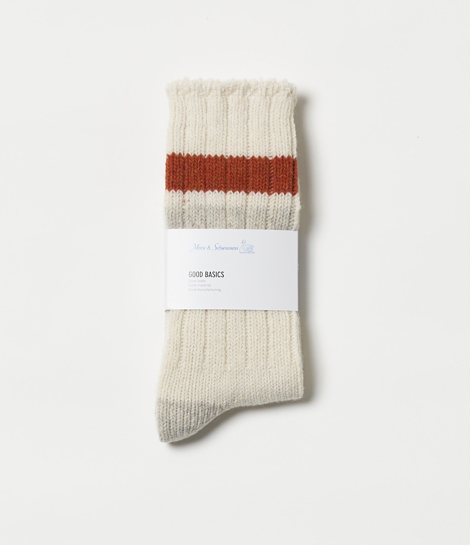 Merz B Schwanen -RW04 GENDERLESS SOCKS, RECYCLED WOOL - NATURE / AMBER