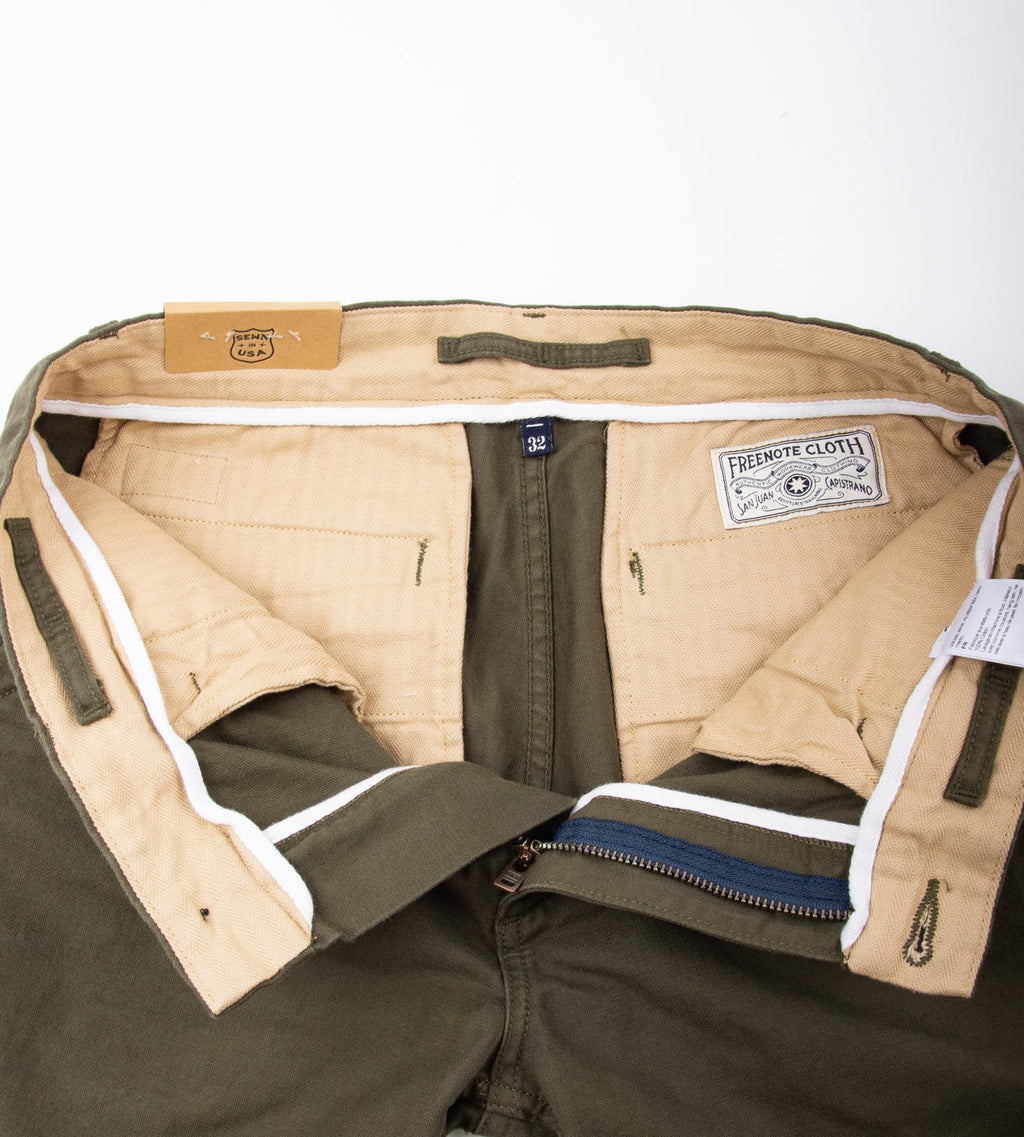 Freenote Cloth – Workers Chino Slim Straight Fit 14 Ounce Slub Olive