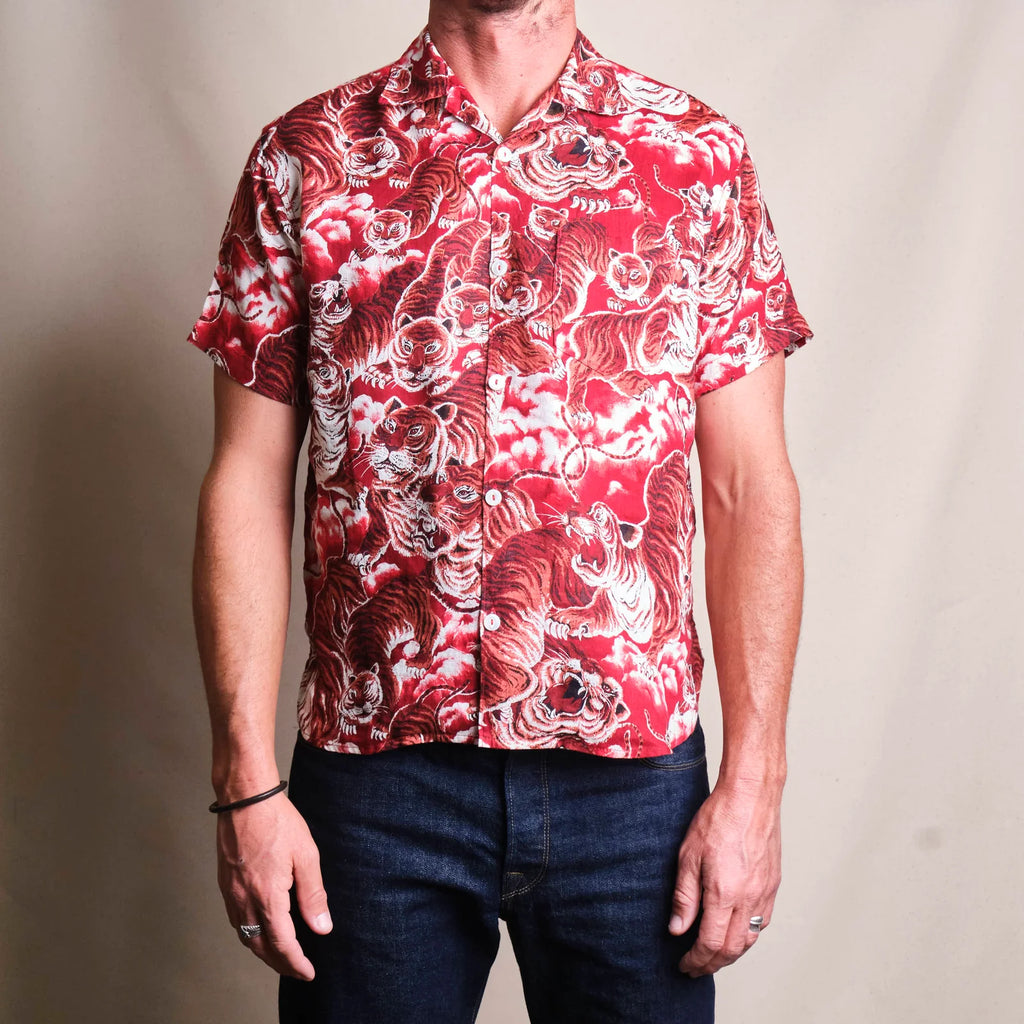 Freenote Cloth Linen Hawaiian Tiger Red