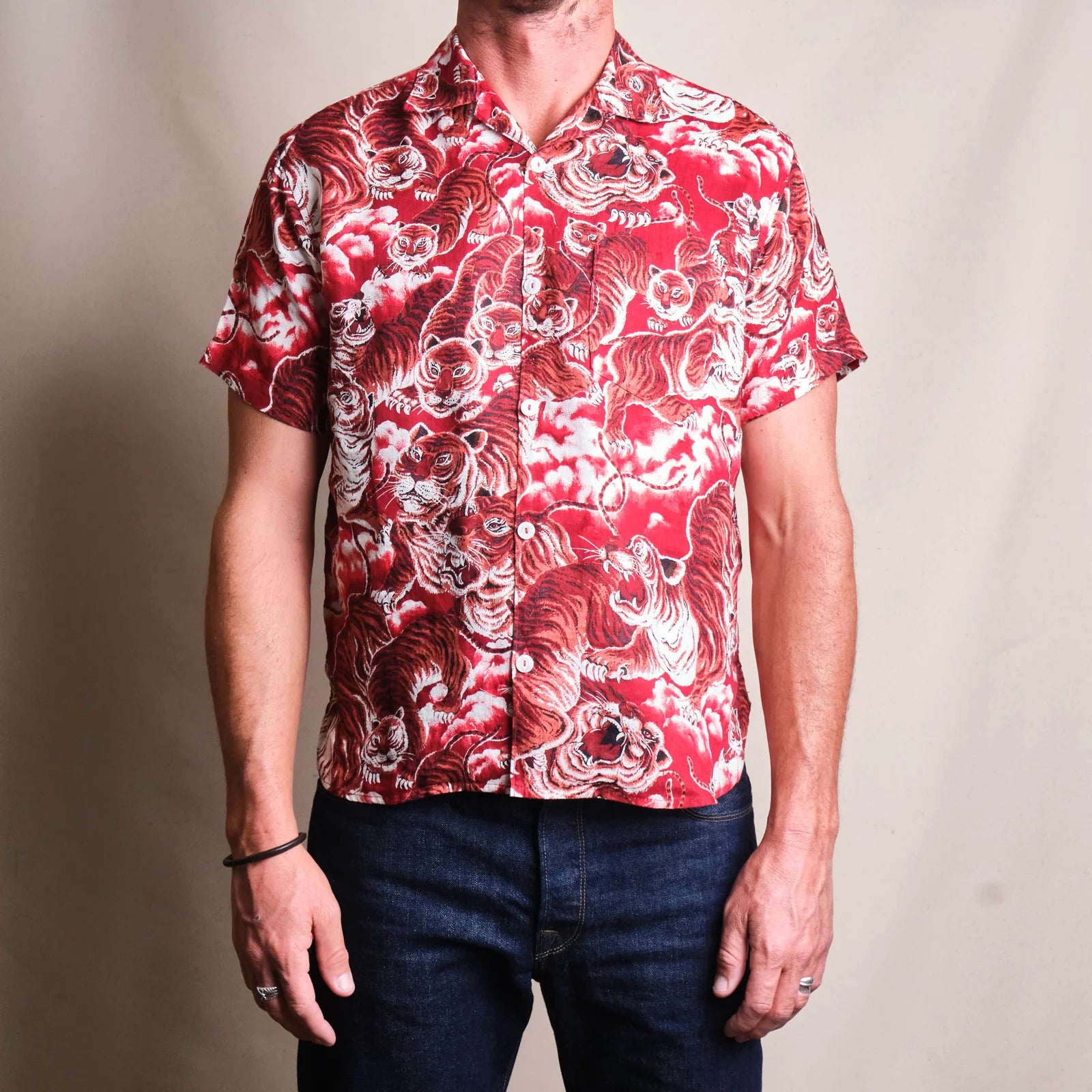 Freenote Cloth Linen Hawaiian Tiger Red