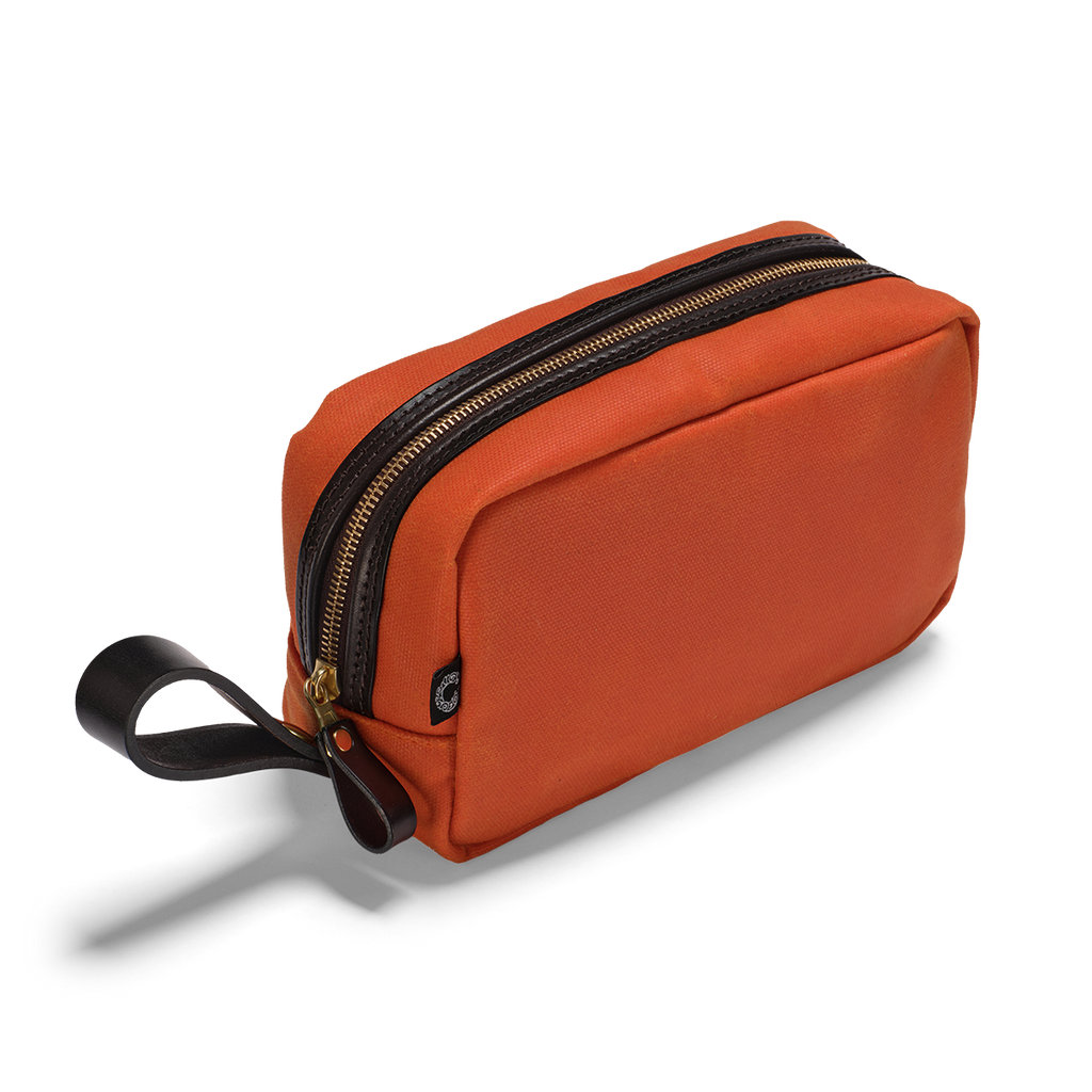 Croots England - VINTAGE CANVAS WASH BAG WITH MATCHING ZIPPER - ORANGE - VC19(OR)