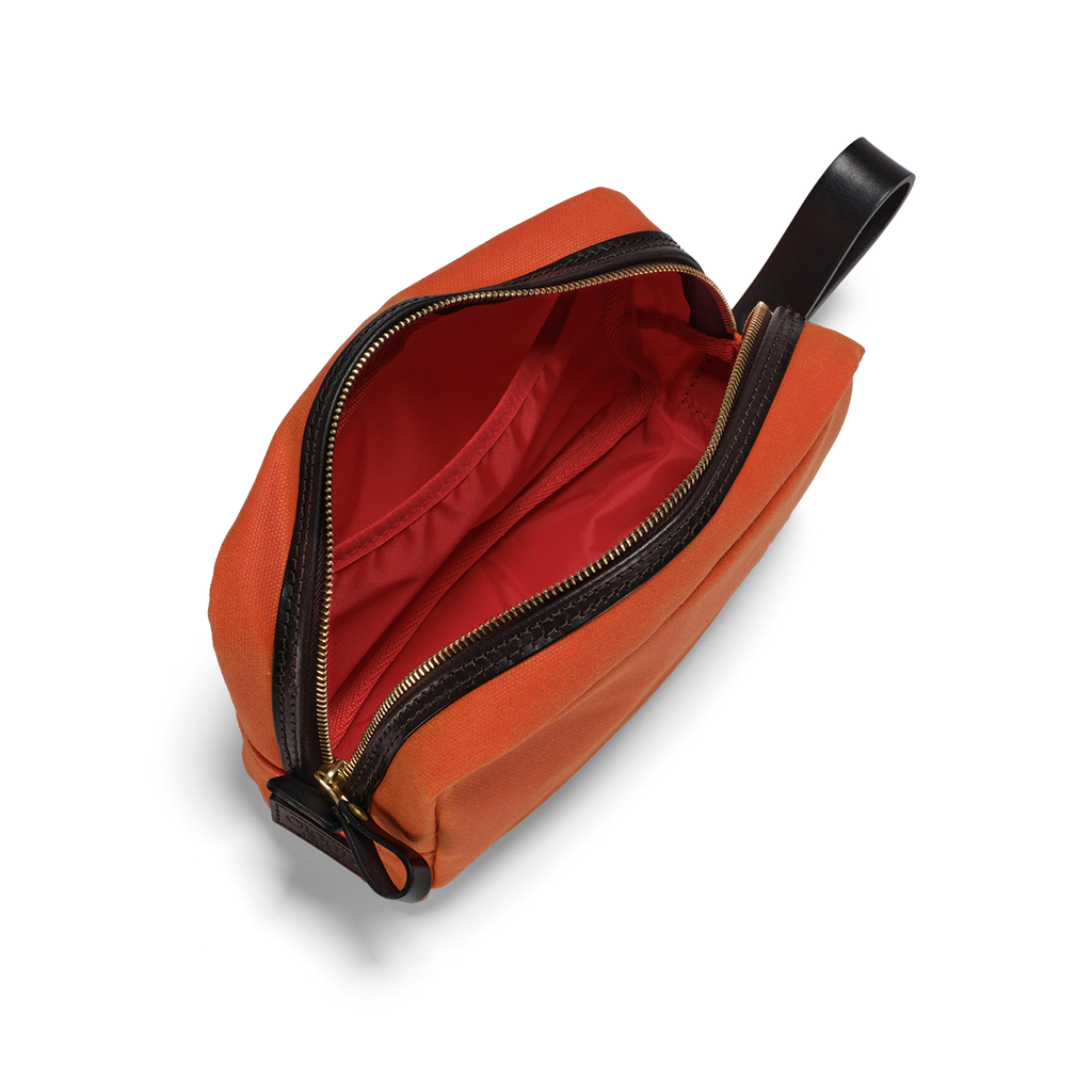 Croots England - VINTAGE CANVAS WASH BAG WITH MATCHING ZIPPER - ORANGE - VC19(OR)