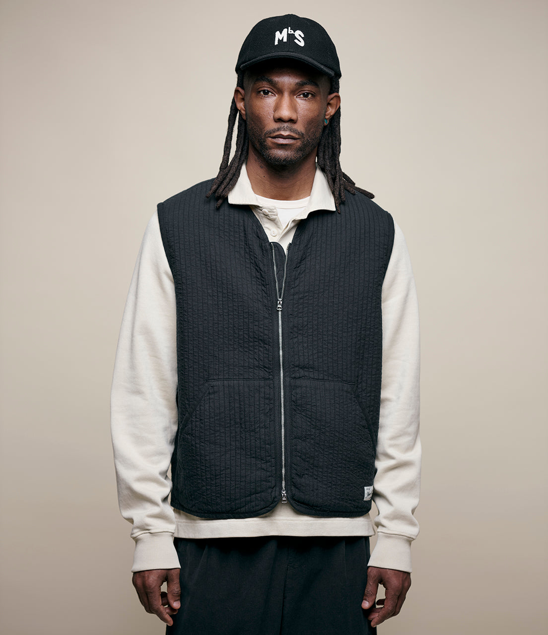 Merz b. Schwanen Padded Zip Vest Charcoal