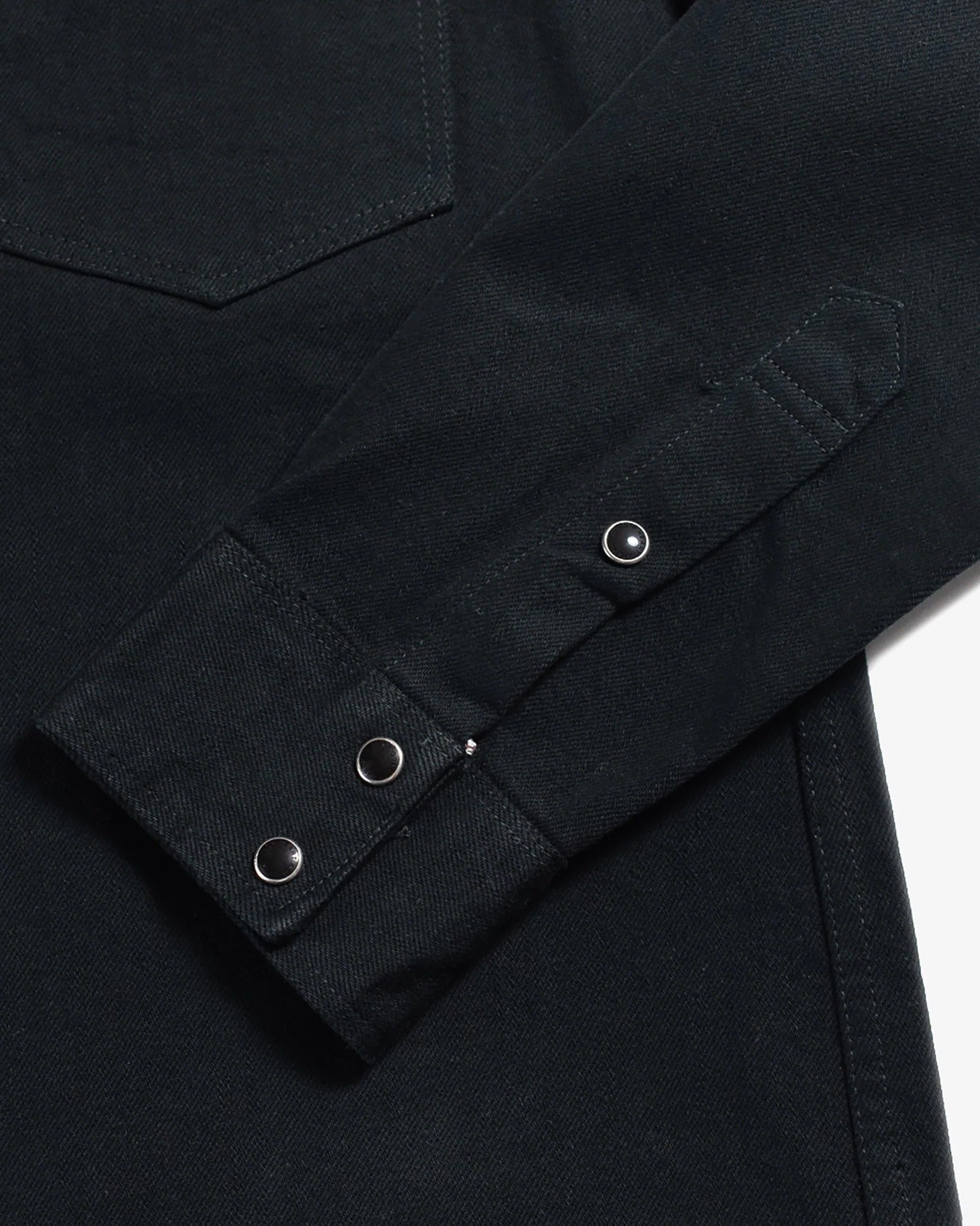 Iron Heart IHSH-218-BLK 12oz Selvedge Denim Western Shirt "The Johnny Cash III" - Black