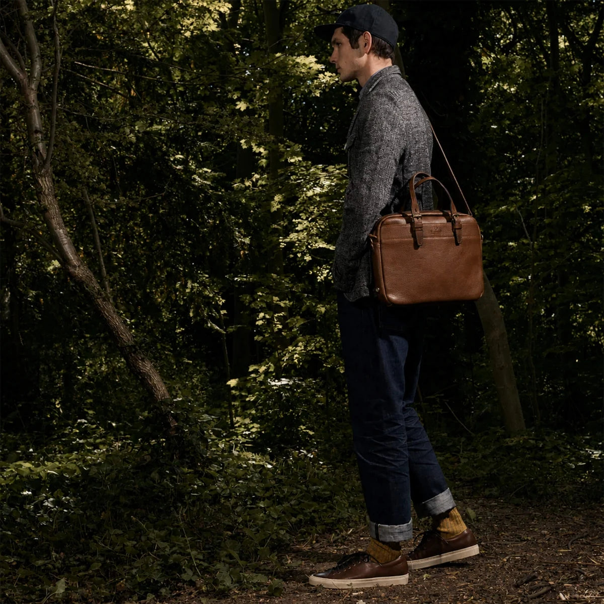 Bleu De Chauffe - Folder Business Laptop Bag Amber Brown