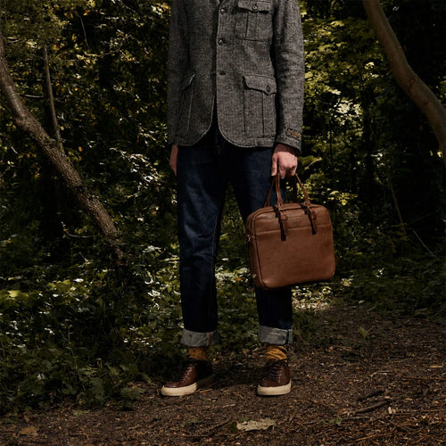 Bleu De Chauffe - Folder Business Laptop Bag Amber Brown