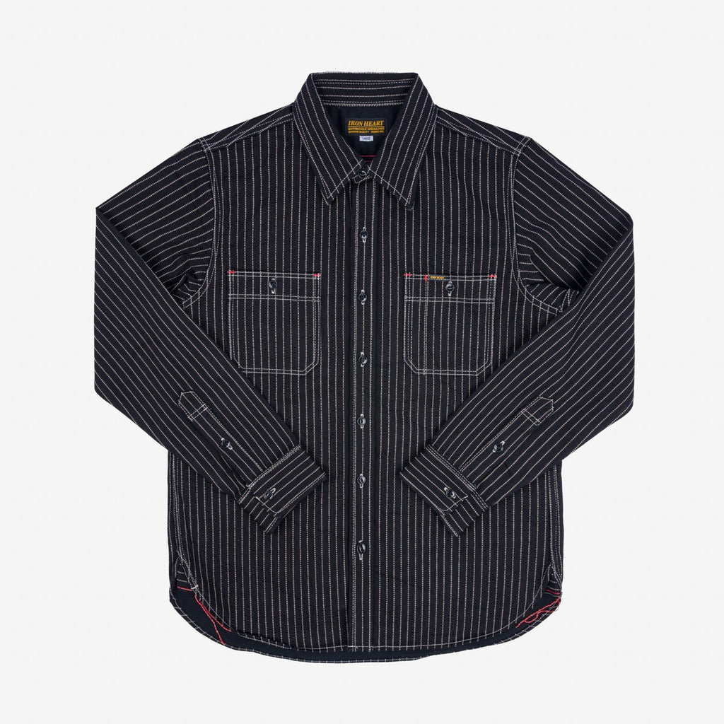 Iron Heart - IHSH-266-BLK - 12oz Wabash Work Shirt - Black With Black Buttons