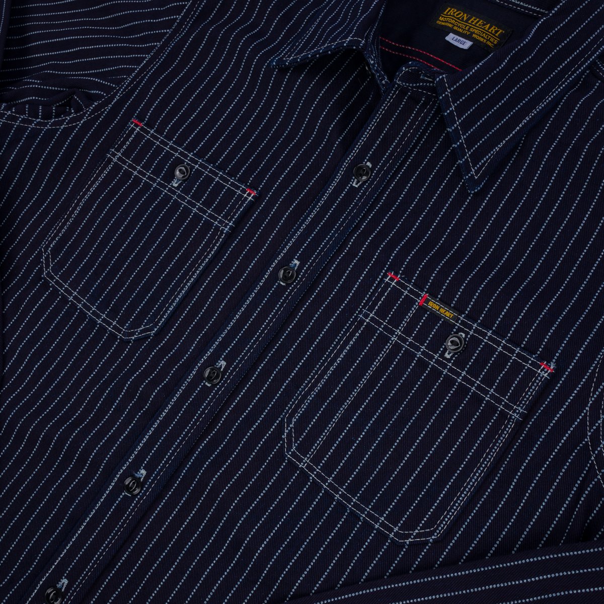 Iron Heart - IHSH-266-IND - 12oz Wabash Work Shirt - Indigo With Black Buttons