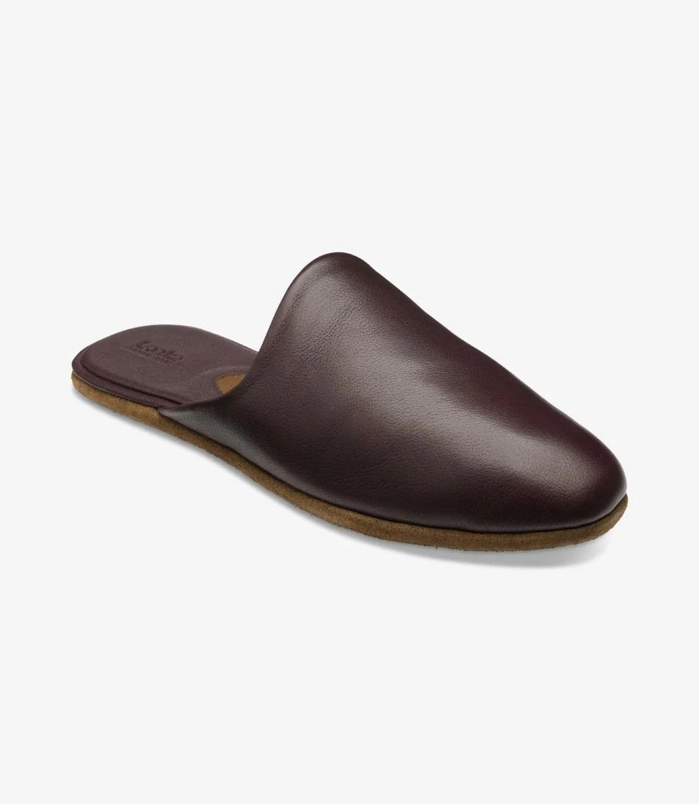 Loake Garrick Leather Slippers Bordo Grain