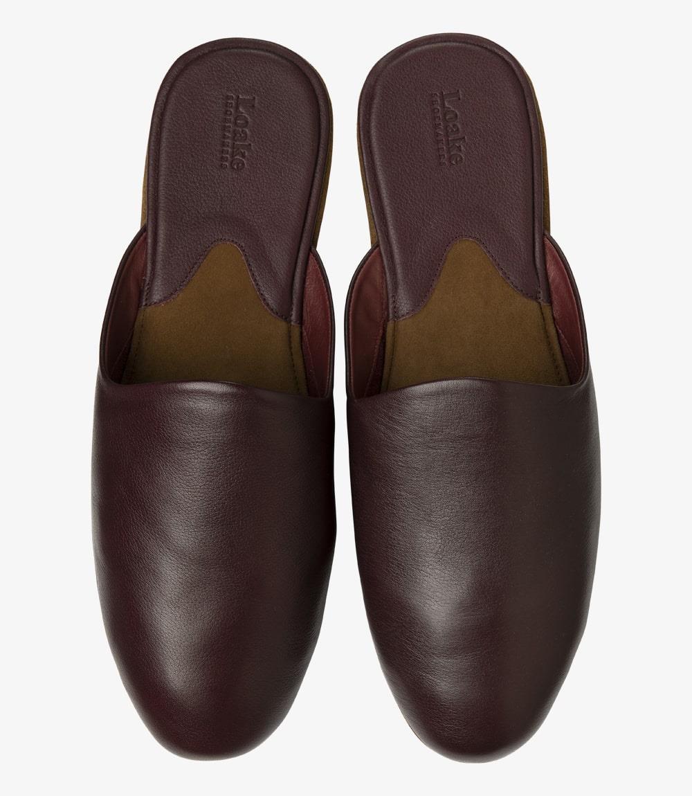 Loake Garrick Leather Slippers Bordo Grain