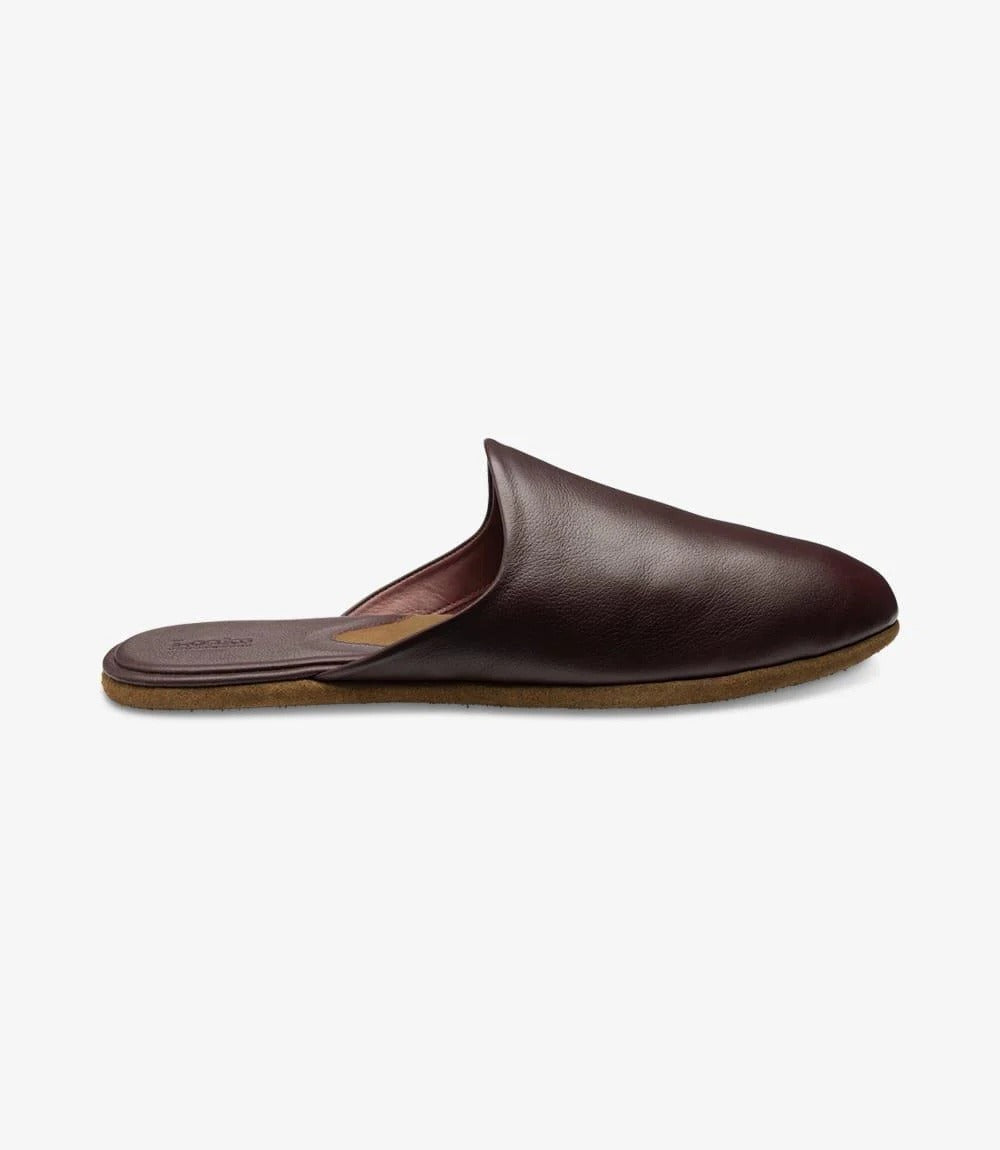 Loake Garrick Leather Slippers Bordo Grain