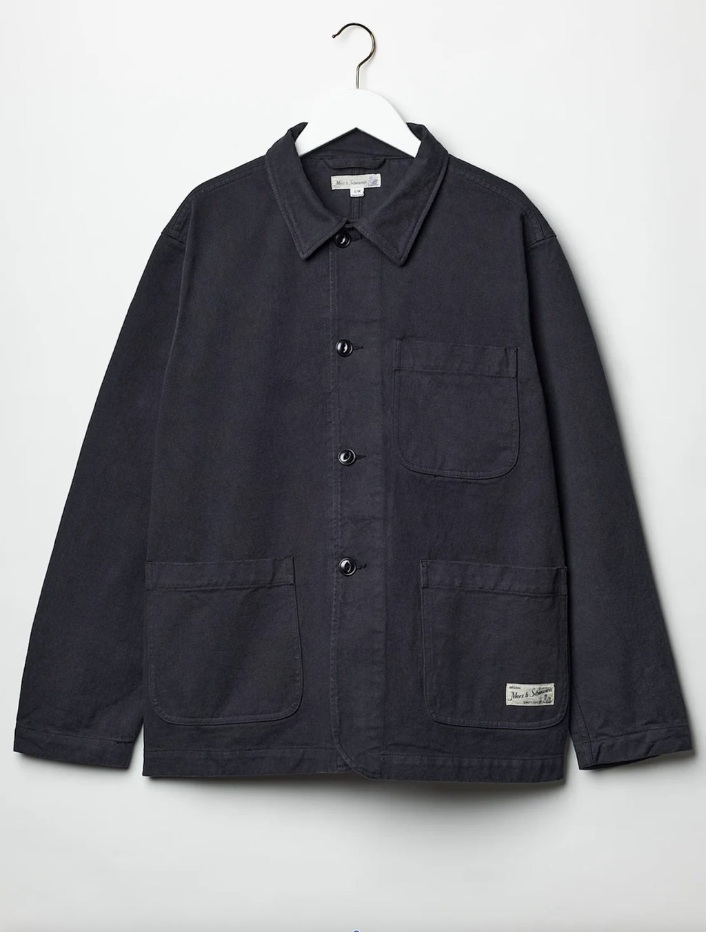 Merz b. Schwanen JKT05.98.2 Cropped Worker's Cotton Twill Jacket Charcoal