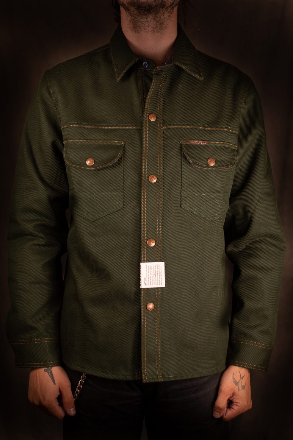 Indigofera Fargo Shirt Jacket - Cotton Kersey - Green - Pinkomo