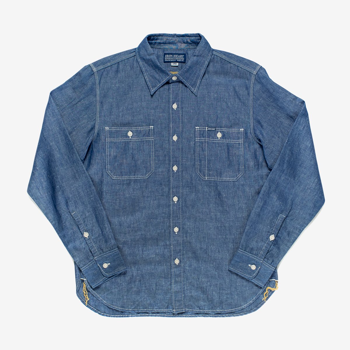 Iron Heart - IHSH-222-IND - 5oz Selvedge Cotton Linen Chambray Work ...