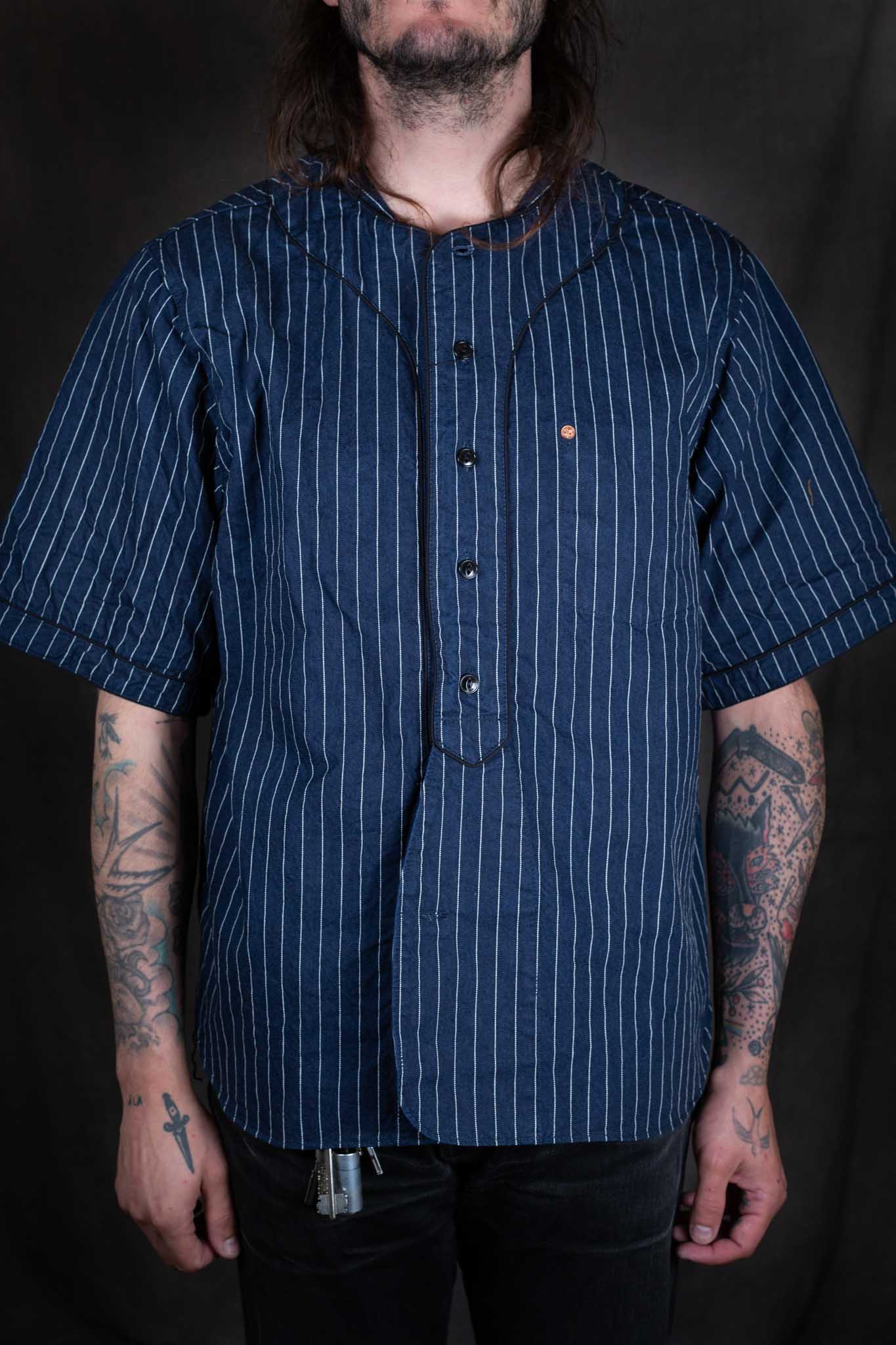 Momotaro - MSS1040M31 - INDIGO STRIPE BASEBALL SHIRT