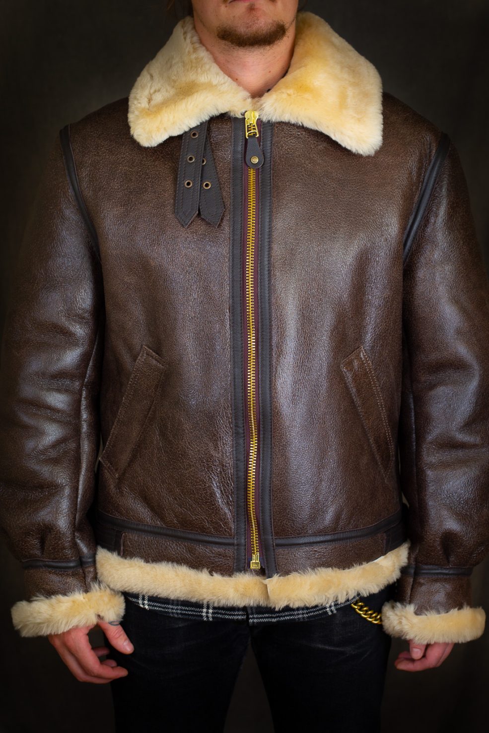 Buy MONOCHROME Atkins Sheepskin Leather Dark Brown Blouson Jacket, Size 4XL  at Amazon.in